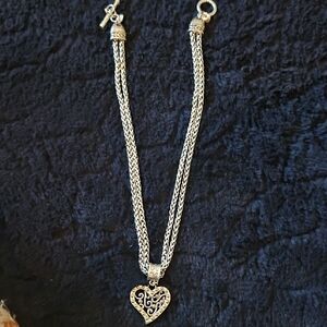 Brighton Silver Heart Filigree Necklace